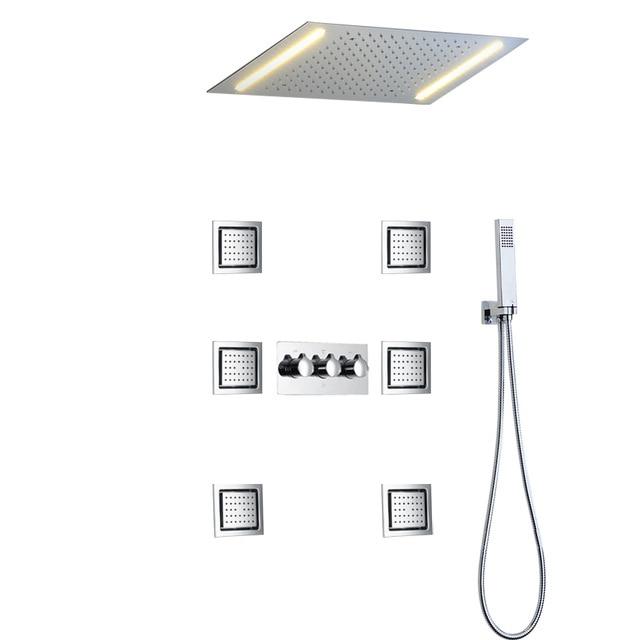 20" x 14" Rainfall Shower System, Smart Thermostat, LED, Massage Body Jets - GRACIE Gracie FLUXURIE.COM Model C Hot And Cold Style 