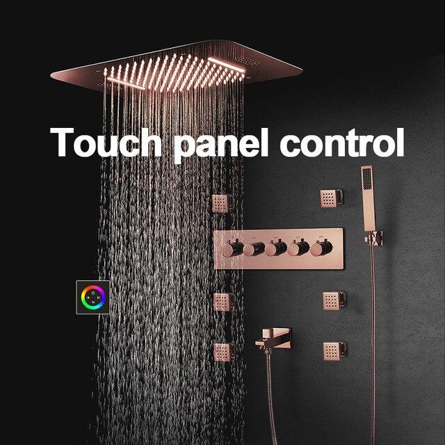 23" x 15" Luxury Bronze shower Set with Blutotth Light and Soundsystem control - Victoria Victoria FLUXURIE.COM Touch Panel Control 