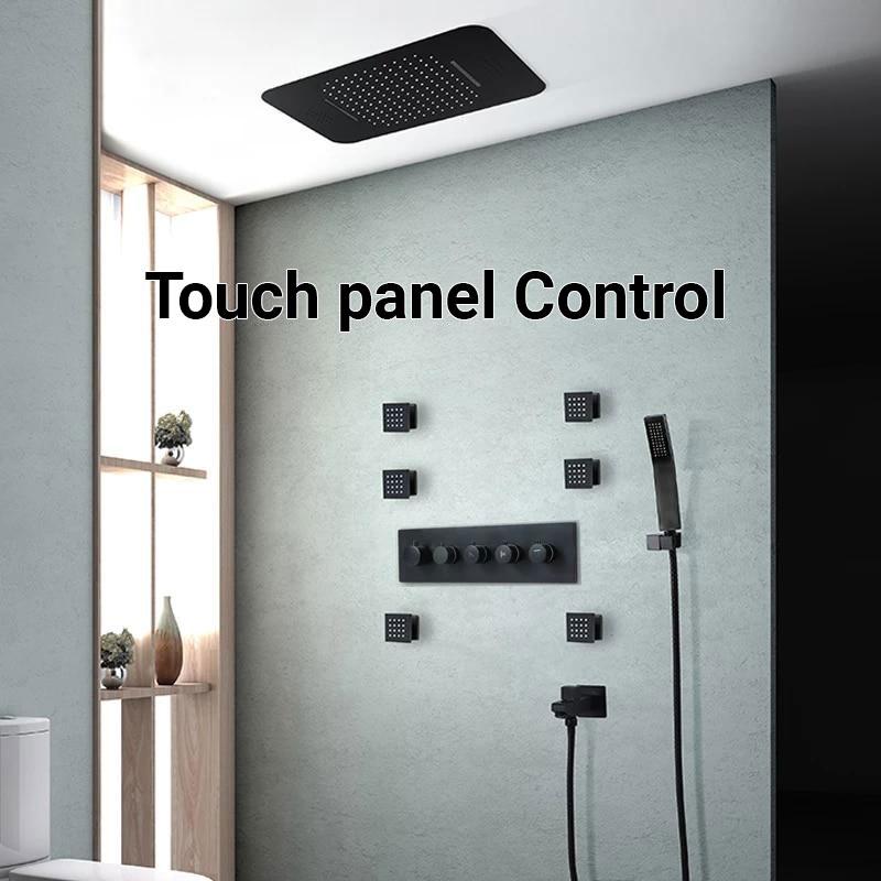 23" x 15" Luxury Shower Set with Bluetooth Light and Soundsystem control - VICTORIA Victoria FLUXURIE.COM Black Touch Panel Control 