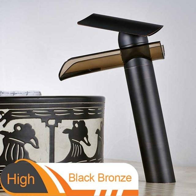 Advanced modern glass waterfall Faucet FLUXURIE.COM High Black Bronze 