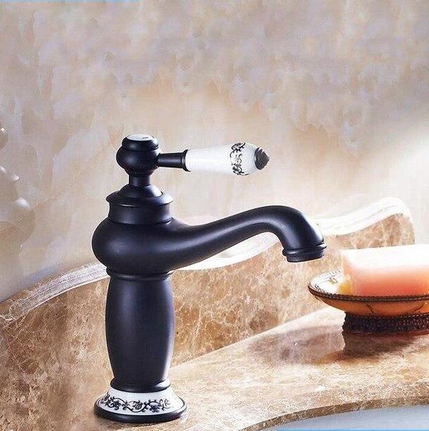 Antique Bronze & Ceramic Bathroom Faucet FLUXURIE.COM Black 