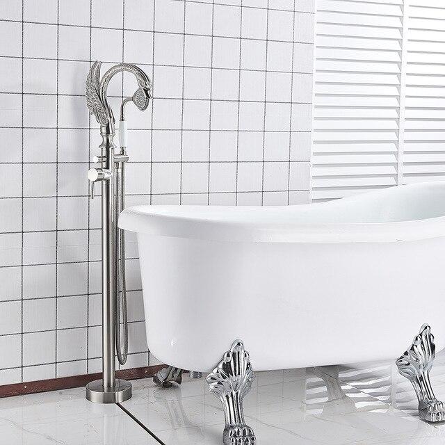 Freestanding Swan Shape Various Colors Tub Faucet- LISIAS Lisias FLUXURIE.COM Brushed Nickel with Ceramic 