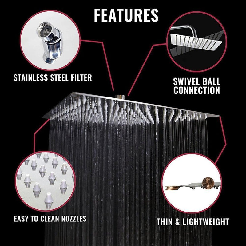 Luxury 12" Rainfall Chrome finished Stainless Steel Shower Head Luxury 12" Rainfall Chrome finished Stainless Steel Shower Head FLUXURIE.COM 