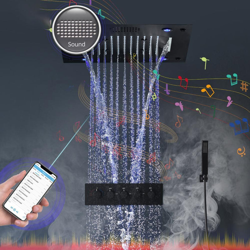 Mate Black Bluetooth Music Smart LED Lighting Shower Faucet Set - LYRA Lyra FLUXURIE.COM 