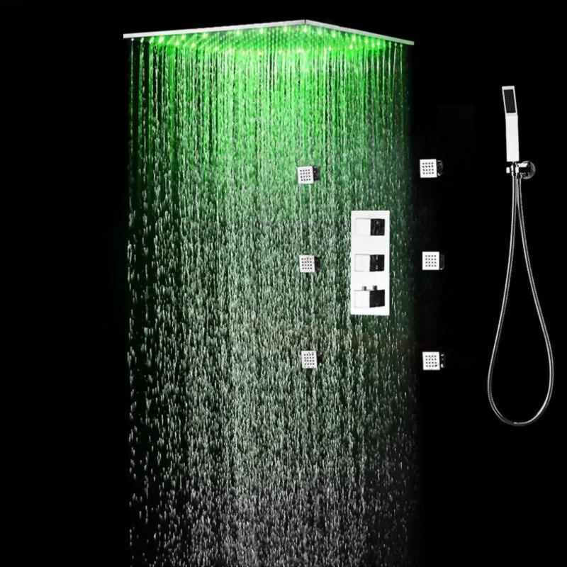 Rain Shower Set System 20 inch with 6 Body Jets and Temperature Controlled LED - Dalida Dalida FLUXURIE.COM 