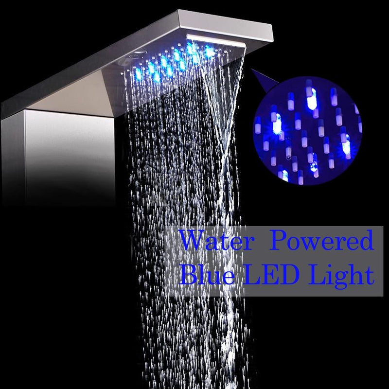 Rain & Waterfall Shower Panel / SPA Tower / with Massage Jet & Water Powered Blue LED Light - Leona Leona FLUXURIE.COM 