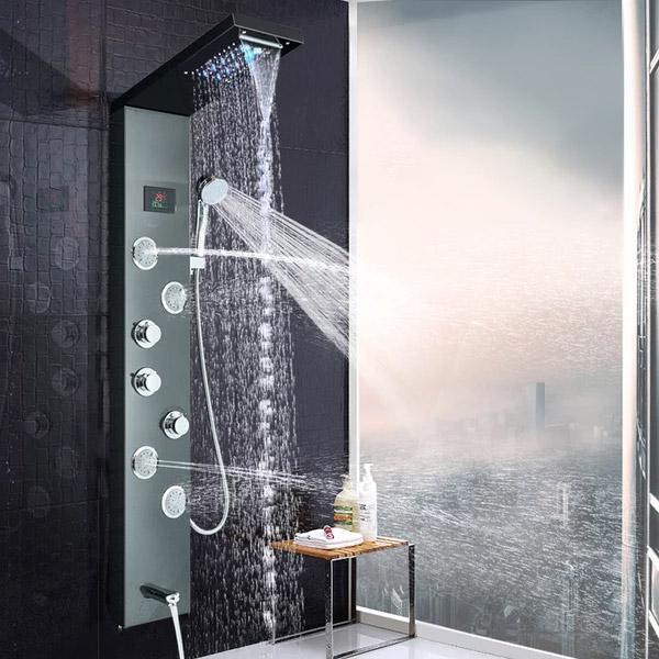 Rain / Waterfall Shower Panel with Body Sprays - BELINDA Belinda FLUXURIE Black Bronze Panel 