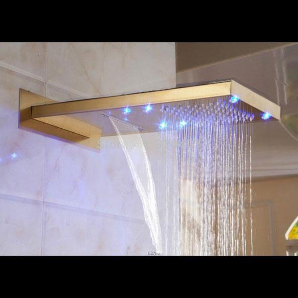 Rain / Waterfall Shower Set System 22" x 9" with Temperature Controlled LED - ARMIDA Armida FLUXURIE.COM 