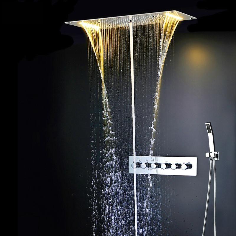 Rain / Waterfall / SPA Mist / Watercolumn Shower Set System 28" x 15" with LED - Carvella Carvella FLUXURIE.COM 
