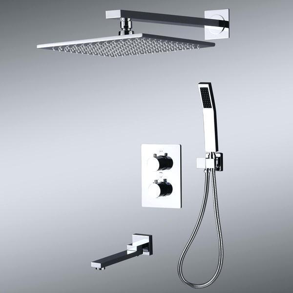 Rainfall Shower Set System 10 inch with Temperature Control Mixer - Lidania Rainfall Shower Set System 10 inch with Temperature Control Mixer - Lidania FLUXURIE.COM 