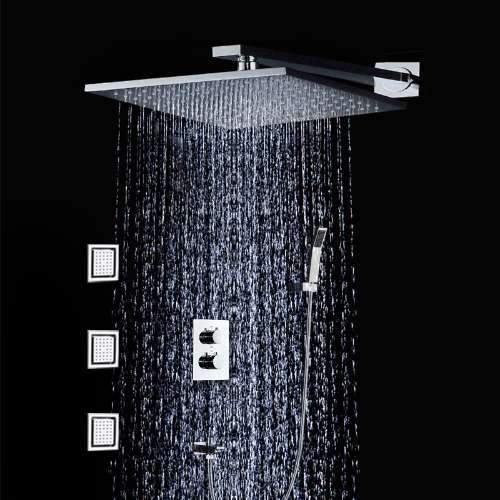 Rainfall shower system set 10 inch with air injection technology and 3 body jets - Scaletta Rainfall shower system set 10 inch with air injection technology and 3 body jets - Scaletta FLUXURIE.COM 