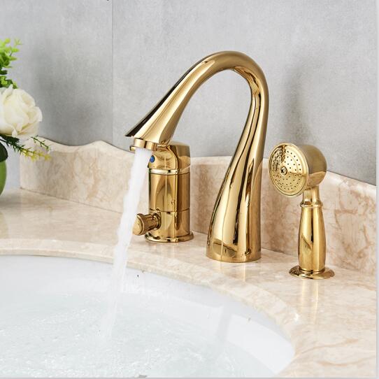 Various Colors Chrome Nickel Modern Bathroom Faucet with Hand Shower- ALEXANDROS Alexandros FLUXURIE.COM Gold 