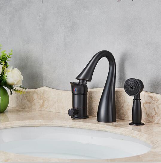 Various Colors Chrome Nickel Modern Bathroom Faucet with Hand Shower- ALEXANDROS Alexandros FLUXURIE.COM Oil Rubbed Bronze 