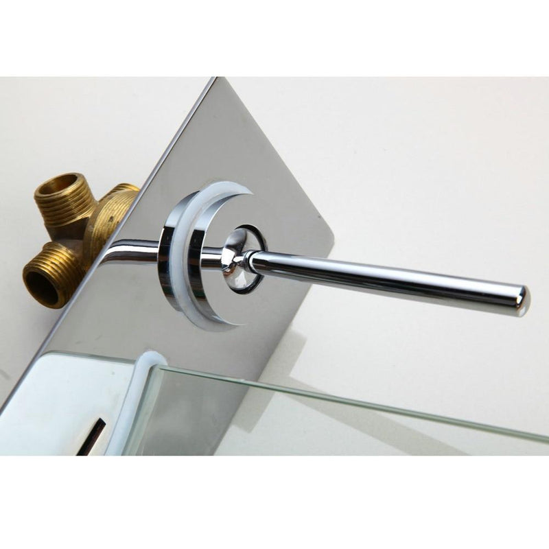 Waterfall Glass Spout Wall Mounted Chrome Faucet Waterfall Glass Spout Wall Mounted Chrome Brass Faucet FLUXURIE.COM 