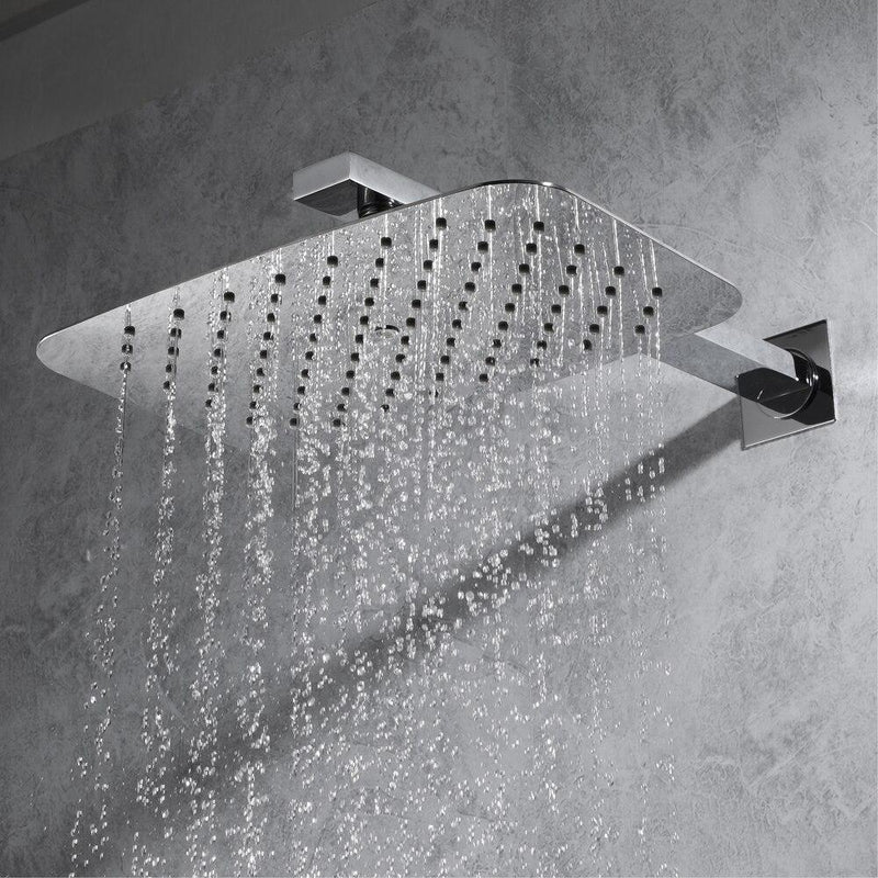 12" x 8" Air Pressure Shower Set with Ultra Thin Shower Head, Tap Chrome - GLORIA Gloria FLUXURIE.COM 