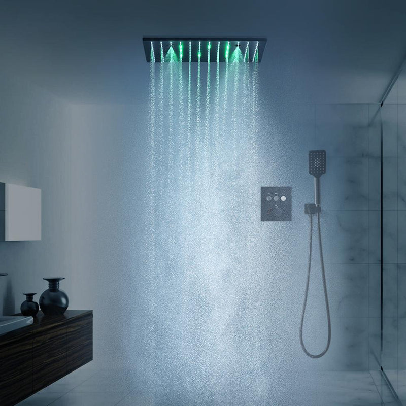 16 inch Luxury Black Thermostatic Ceiling mount Shower System FLUXURIE.COM 