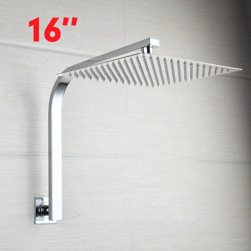 16 inches Rainfall Shower Head + Goose Neck Shower Arm Chromed Finish 16 inches Rainfall Shower Head + Goose Neck Shower Arm FLUXURIE.COM 