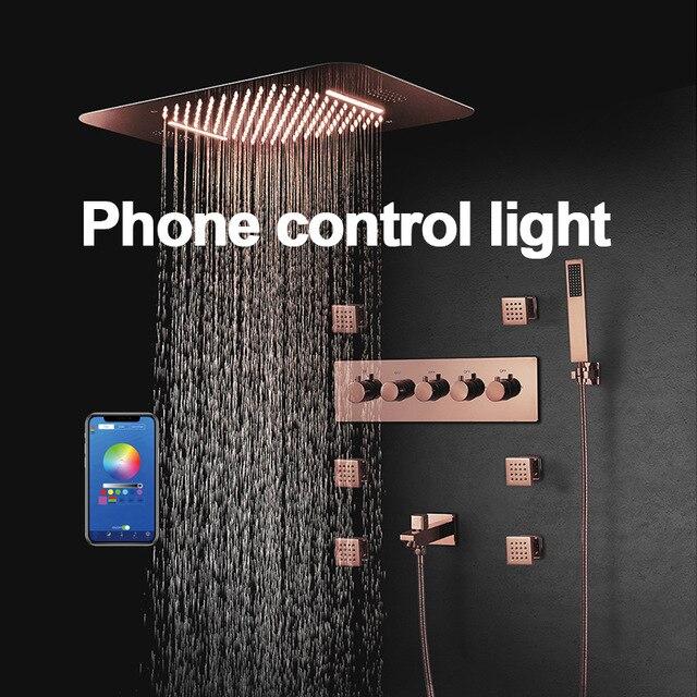 23" x 15" Luxury Bronze shower Set with Blutotth Light and Soundsystem control - Victoria Victoria FLUXURIE.COM Phone Control 