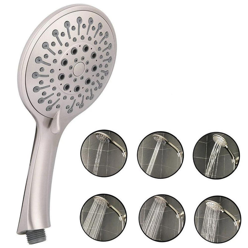6 Settings MuIti Function ABS Brushed Nickel Handheld Shower Massage Shower Head FLUXURIE.COM 