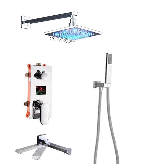 8 - 12 inch Temperature display wall mount Led light shower - CAPPELLA Cappella FLUXURIE.COM 10 inch with spout 