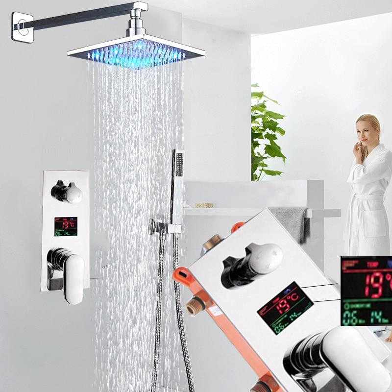 8 - 12 inch Temperature display wall mount Led light shower - CAPPELLA Cappella FLUXURIE.COM 