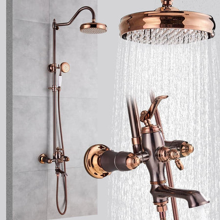 8 Inch Oil Rubbed Bronze "Rainfall" Shower Set with Swivel Spout - HELENA Helena FLUXURIE.COM 