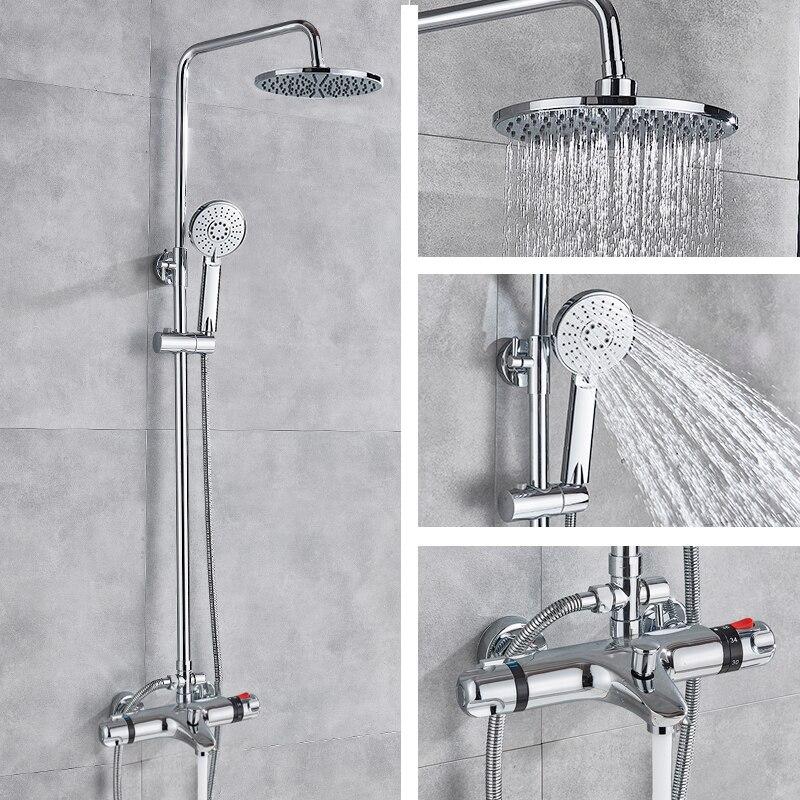 8/10 Chrome Rainfall Shower Set System Thermostatic With Hand Shower