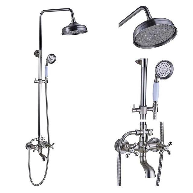ADJUSTABLE CLASSIC SHOWER SET SYSTEM 8 INCH IN BRUSHED NICKEL - IMPERIA Imperia FLUXURIE.COM Head A 