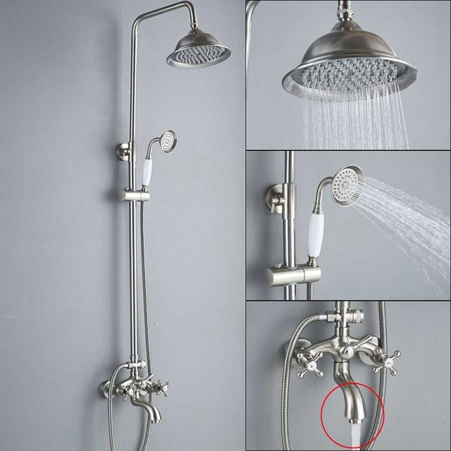 ADJUSTABLE CLASSIC SHOWER SET SYSTEM 8 INCH IN BRUSHED NICKEL - IMPERIA Imperia FLUXURIE.COM Head B - Faucet A 