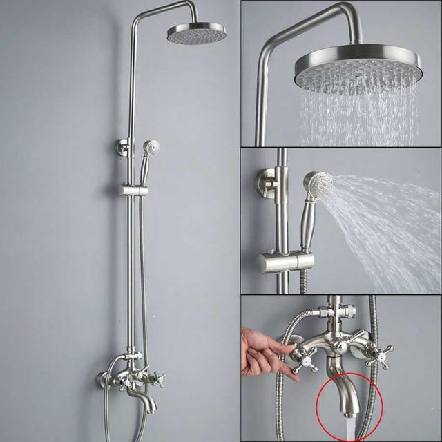 ADJUSTABLE CLASSIC SHOWER SET SYSTEM 8 INCH IN BRUSHED NICKEL - IMPERIA Imperia FLUXURIE.COM Head C - Faucet A 
