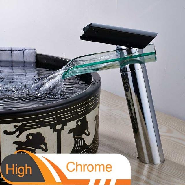 Advanced modern glass waterfall Faucet FLUXURIE.COM High Chrome 