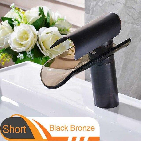 Advanced modern glass waterfall Faucet FLUXURIE.COM Short Black Bronze 