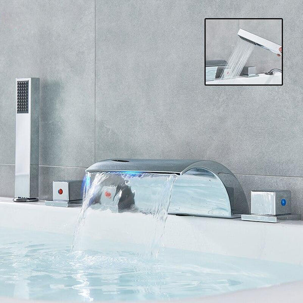 Deck Mount Chrome Modern Led Tub Faucet- KIMON Kimon FLUXURIE.COM 