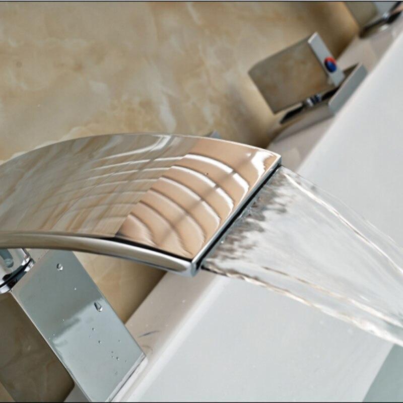 Deck Mount Chrome Modern Waterfall Tub Faucet- MAKARIOS Makarios FLUXURIE.COM 