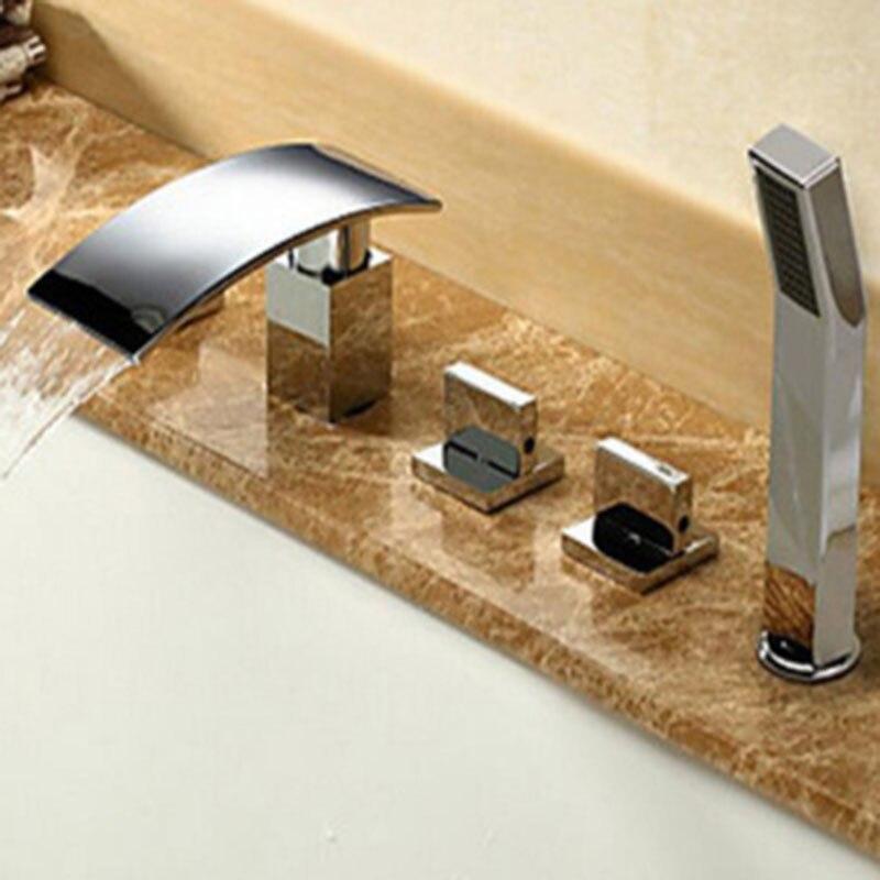 Deck Mount Chrome Modern Waterfall Tub Faucet- MAKARIOS Makarios FLUXURIE.COM Model 3 