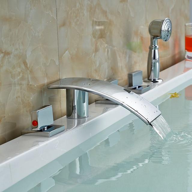 Deck Mount Chrome Modern Waterfall Tub Faucet- MAKARIOS Makarios FLUXURIE.COM Model 4 