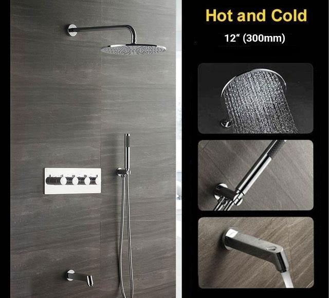 Designer Rain Shower Set System 12 Inch - PALLADIA Palladia FLUXURIE.COM Hot and Cold Shower 1 