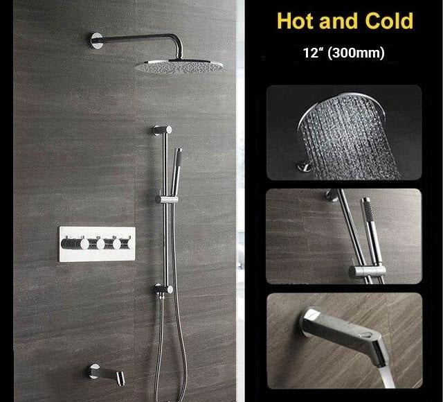Designer Rain Shower Set System 12 Inch - PALLADIA Palladia FLUXURIE.COM Hot and Cold Shower 