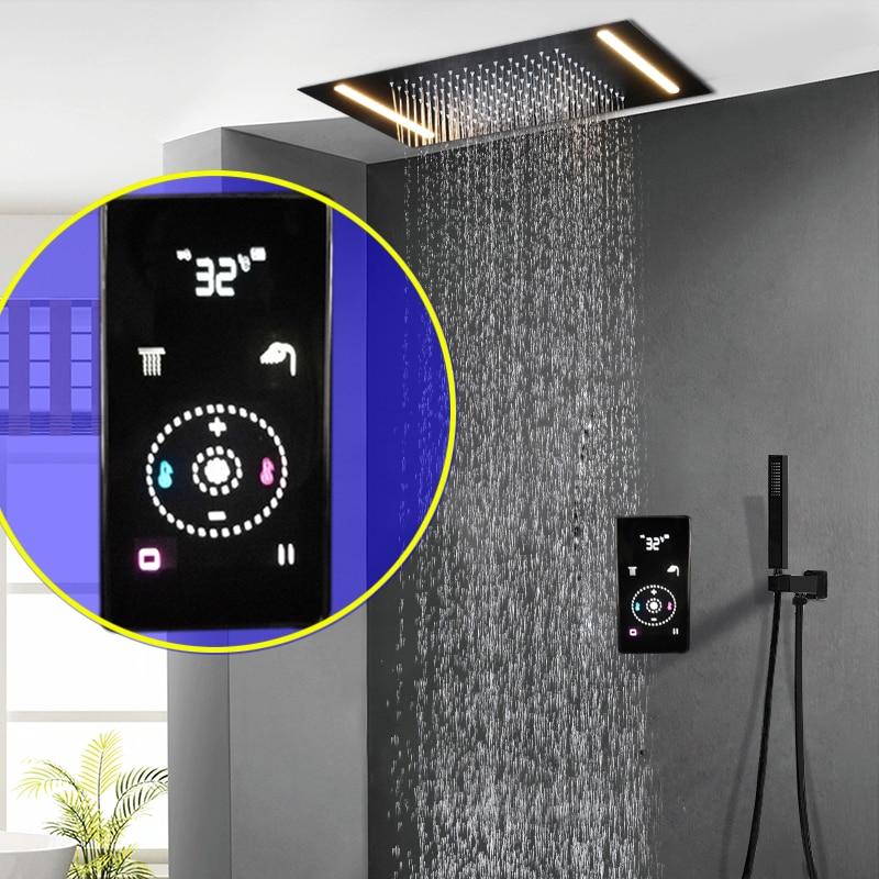 DESIGNER RAINFALL SHOWER SET SYSTEMS WITH THERMOSTAT DIGITAL TOUCH CONTROL PANEL AND LED - GIULIA Giulia FLUXURIE.COM 