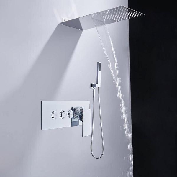 Flat Rain, Waterfall, wall mount Designer Shower System Set - TESSA Tessa FLUXURIE.COM 
