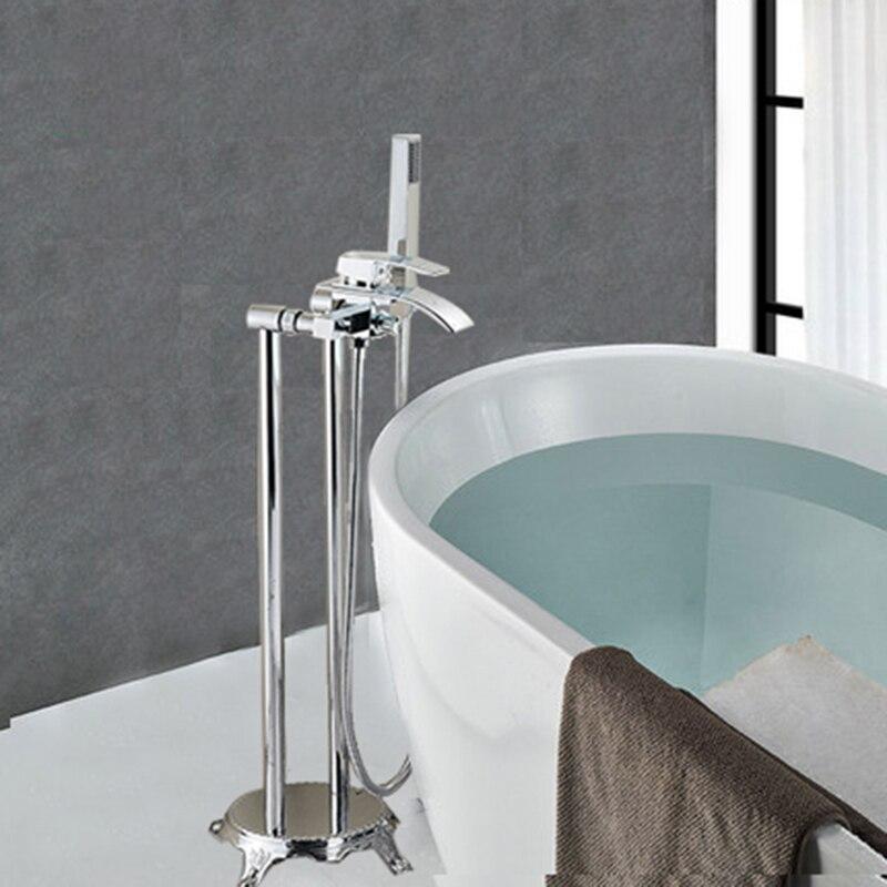 Freestanding Chrome Modern Tub Faucet- LEANDROS Leandros FLUXURIE.COM Handshower 1 