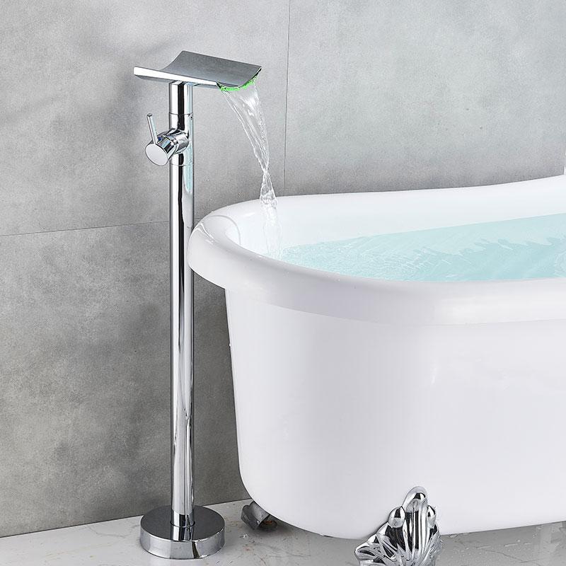 Freestanding Chrome Modern with Optional Led Tub Faucet- ARION Arion FLUXURIE.COM With LED 