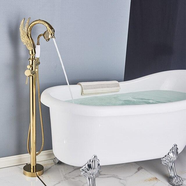 Freestanding Swan Shape Various Colors Tub Faucet- LISIAS Lisias FLUXURIE.COM Golden with Ceramic 
