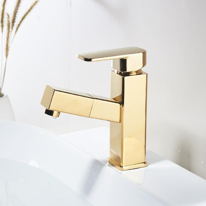 Golden pull out bathroom basin faucet Golden pull out bathroom basin faucet FLUXURIE.COM 