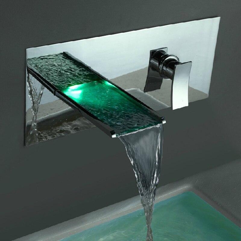 LED Waterfall Wall Mount Bathroom Faucet Mixer Tap- MAXIMOS Maximos FLUXURIE.COM 