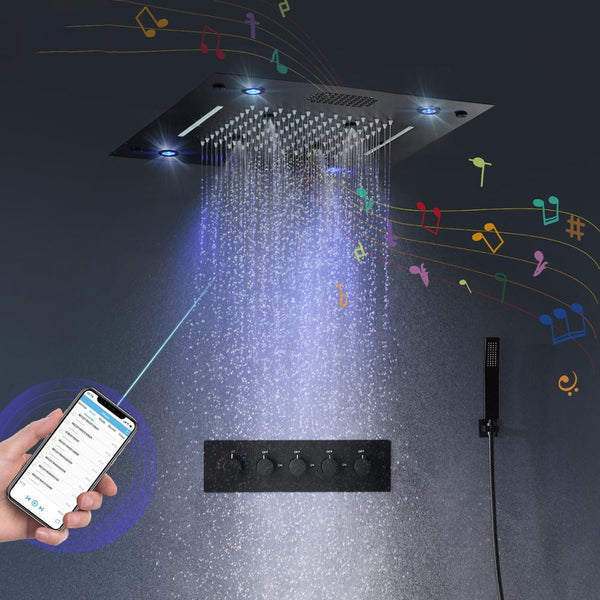 Mate Black Bluetooth Music Smart LED Lighting Shower Faucet Set - LYRA Lyra FLUXURIE.COM 