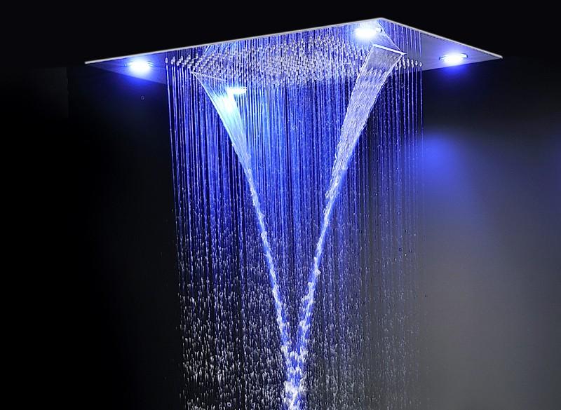 Multi Function Led Light 24" x 32"Ceiling Mount Remote Controled LED Rainfall Waterfall Massage Shower Head FLUXURIE.COM 