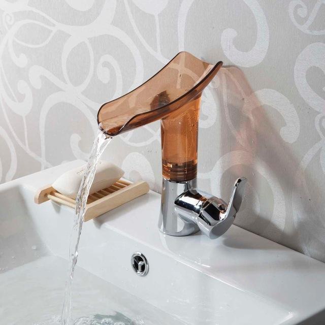 New Design Waterfall Acrylic Chrome Bathroom Faucet New Design Waterfall Acrylic Chrome Bathroom Faucet fluxurie.com Brown United States 
