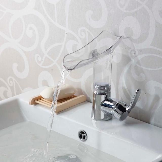 New Design Waterfall Acrylic Chrome Bathroom Faucet New Design Waterfall Acrylic Chrome Bathroom Faucet fluxurie.com Clear United States 