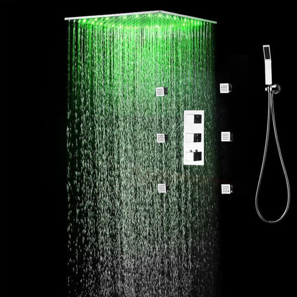 Rain Shower Set System 20 inch with 6 Body Jets and Temperature Controlled LED - Dalida Dalida FLUXURIE.COM 